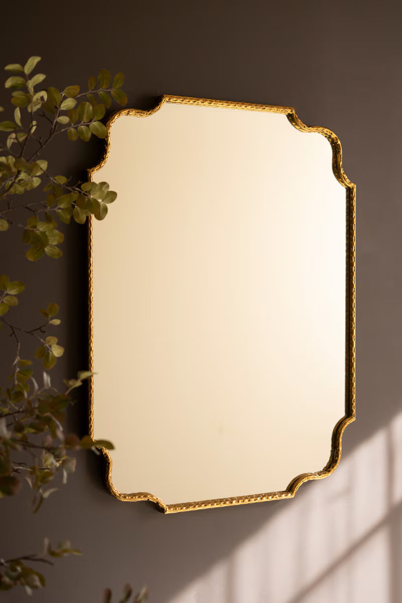 HAMMERED ANTIQUE BRASS FRAMED MIRROR - 30