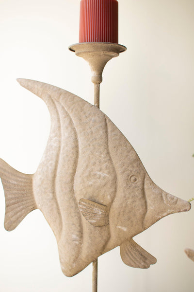 Set of 2 Charming Rustic Fish Candle Holders