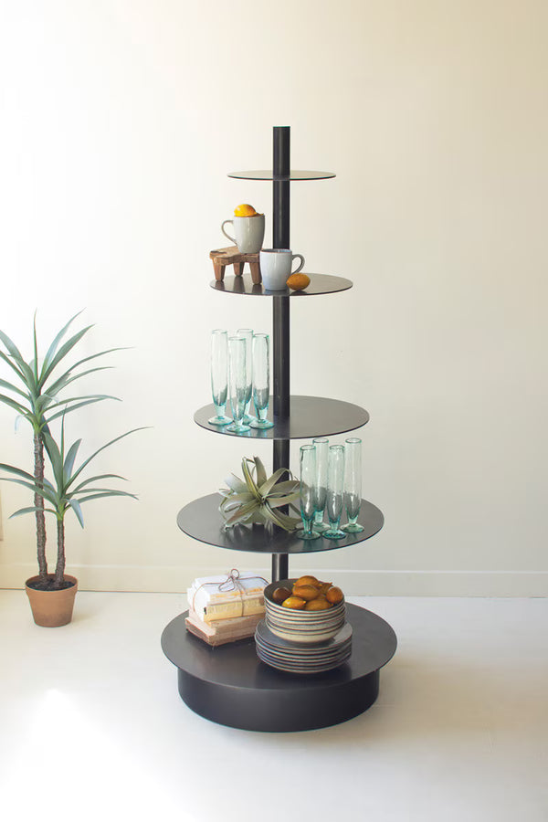 FIVE TIERED ROUND IRON STORE DISPLAY