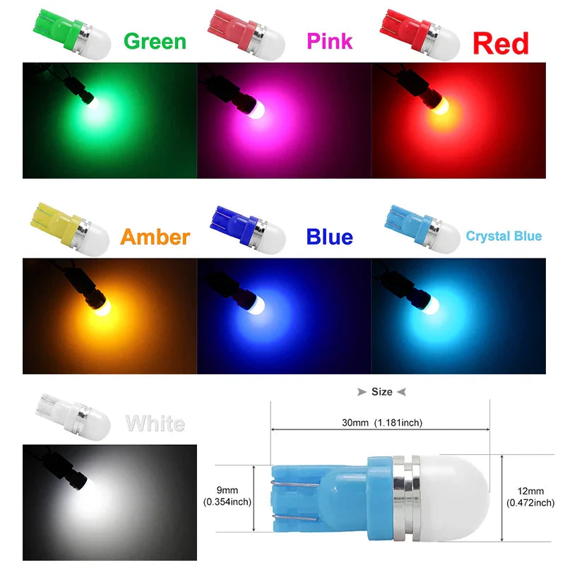 2pcs T10 W5W 194 168 LED Car Parking Side Signal Light License Plate Bulb Interior Reading Wedge Dome Turn Lamp12V