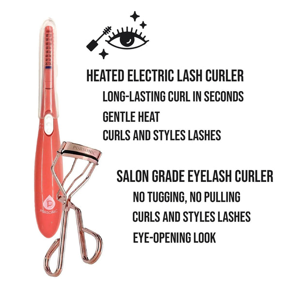 Pursonic Salon Grade Eyelash Curler & Heated Eyelash Curler With Comb Bundle - Gifts for You 'n Me