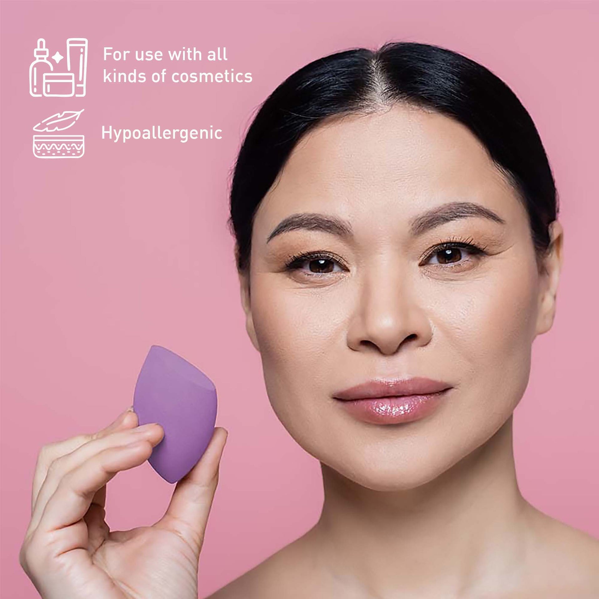 8-Piece Pro Makeup Application Set – 7 Brushes + Blending Sponge