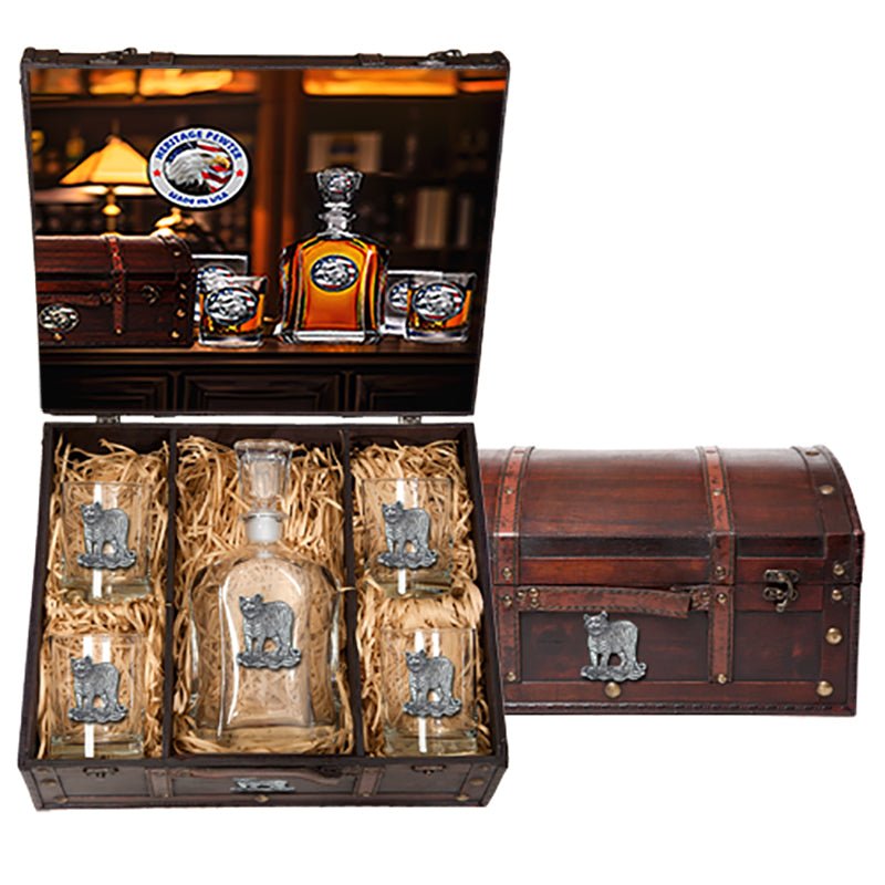 Tiger Capitol Decanter Chest Set