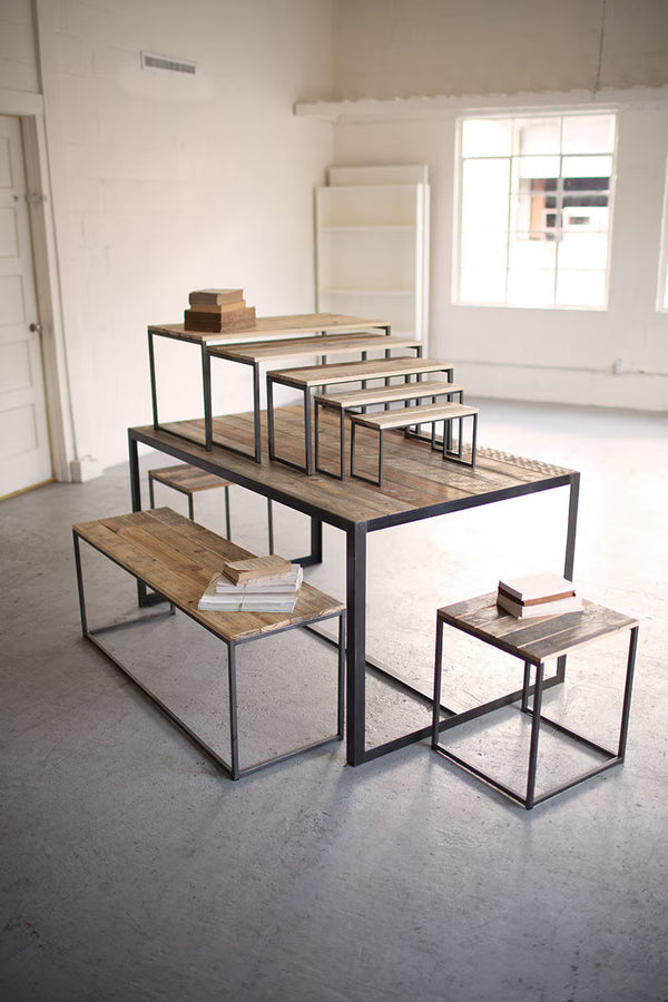 IRON AND RECYCLED WOOD BENCH