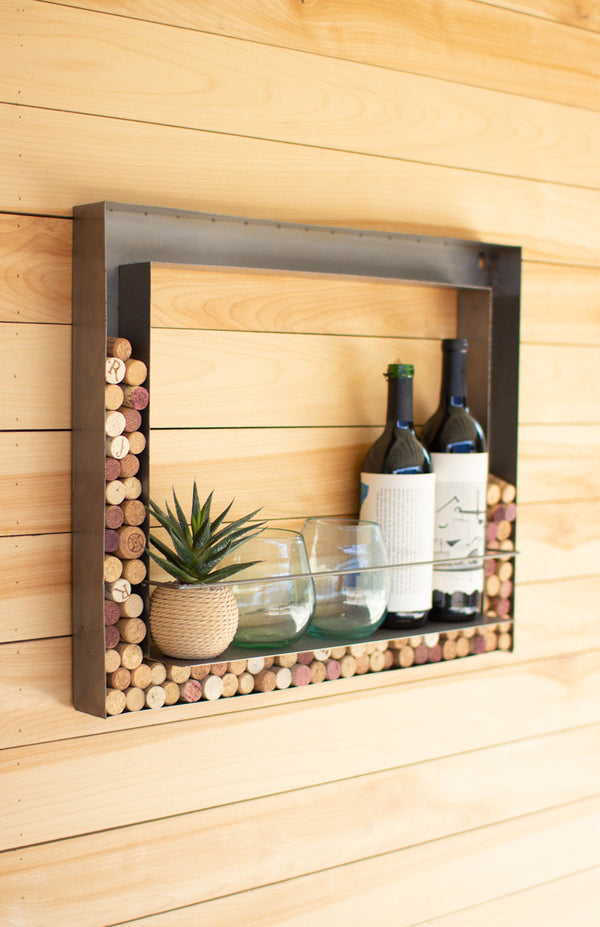 Metal Wall Bar Wine Bottle and Wine Cork Holder