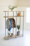 TALL IRON AND RECYCLED WOOD GARMENT DISPLAY