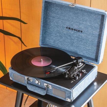 Cruiser Plus Portable Turntable with Bluetooth In/Out - Washed Denim