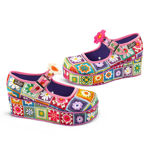 Chocolaticas® Crochet Women's Mary Jane Platform Hot Chocolate Design