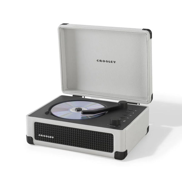 Crosley portable record player on a white background