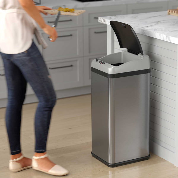 13 Gallon and 2.5 Gallon Kitchen and Bathroom Platinum Edition Sensor Trash Cans Combo Pack