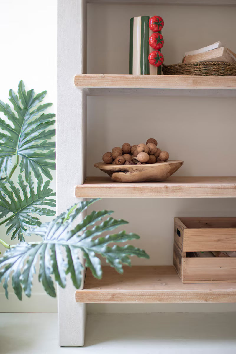 TEXTURED ARCHED SHELVING UNIT WITH FOUR WOODEN SHELVES