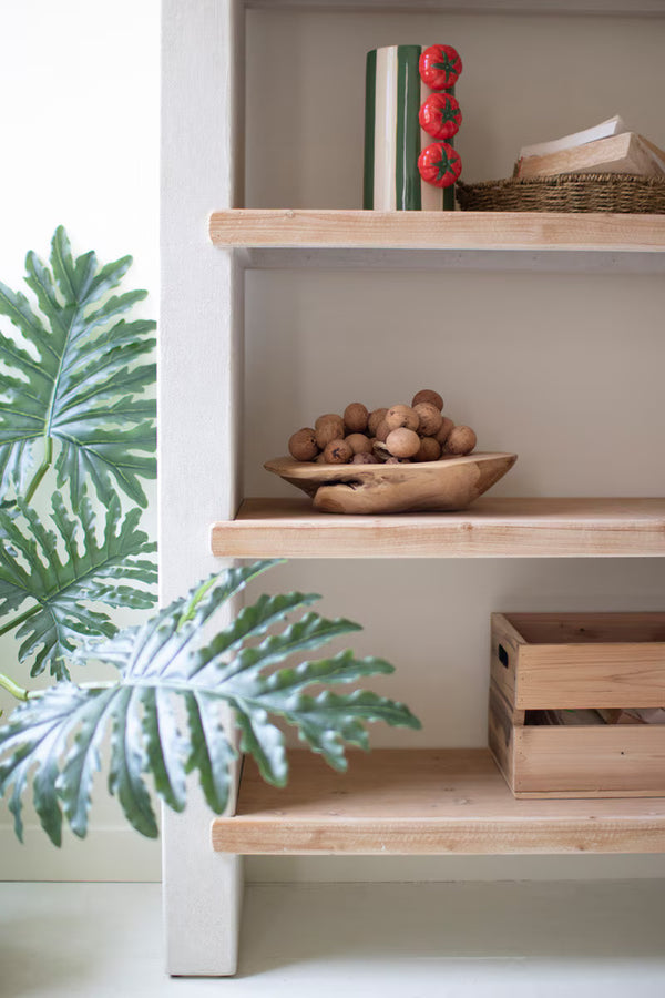 TEXTURED ARCHED SHELVING UNIT WITH FOUR WOODEN SHELVES