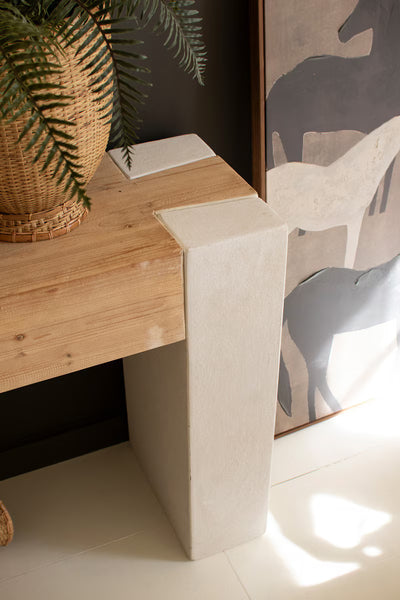 TEXTURED CONSOLE WITH WOODEN TOP