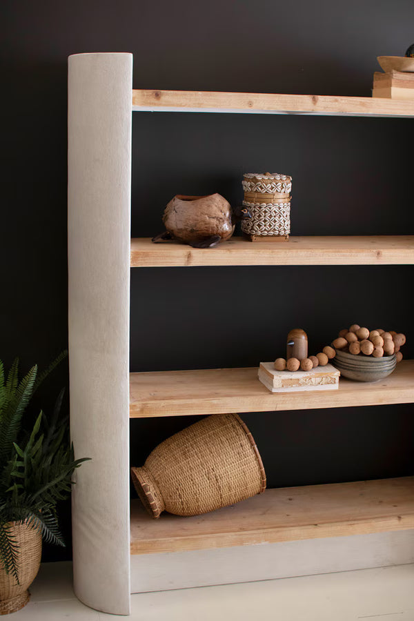 TEXTURED  SHELVING UNIT WITH FOUR WOODEN SHELVES