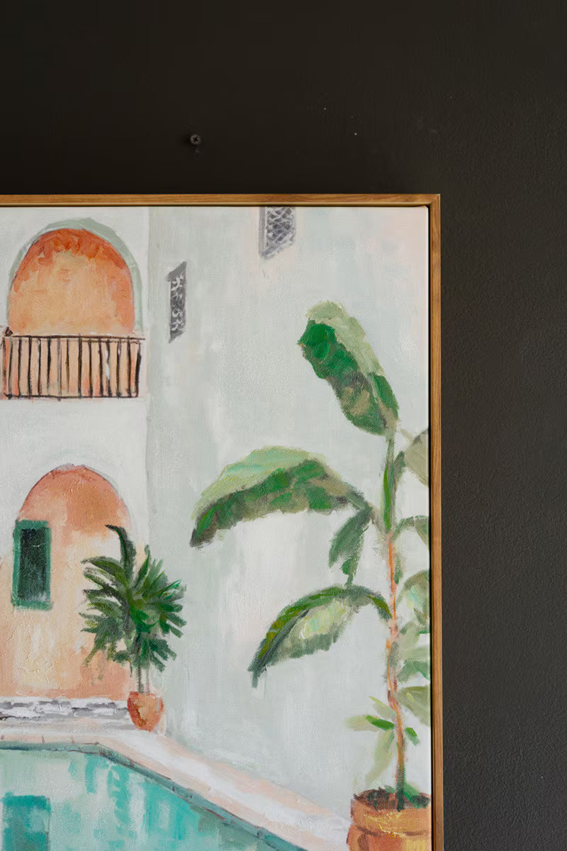 FRAMED MOROCCO HOTEL PAINTING