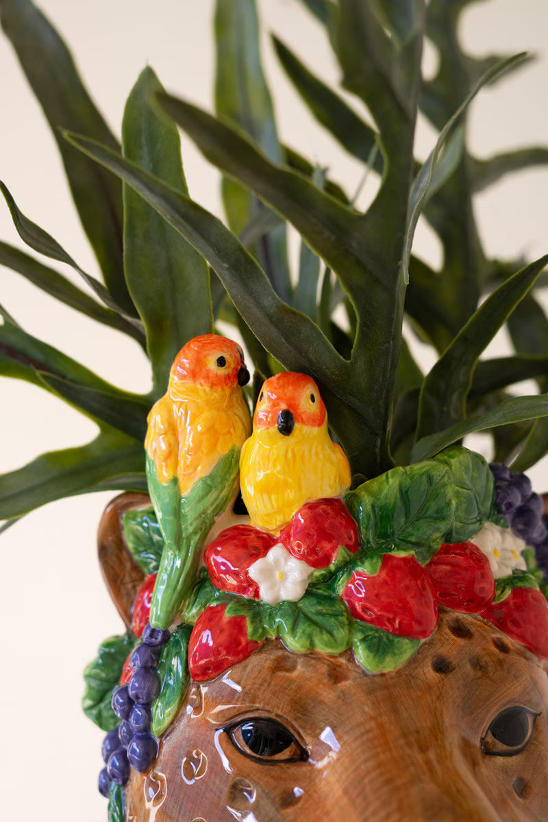 CERAMIC TROPICAL CHEETAH VASE