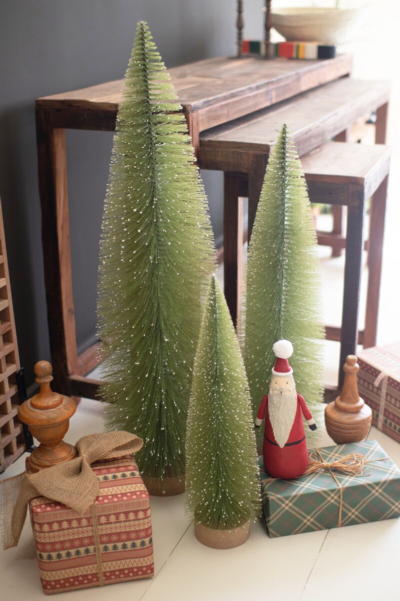 SET OF THREE GIANT BOTTLE BRUSH CHRISTMAS TREES