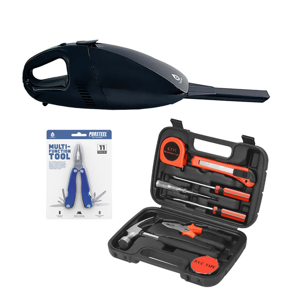 🛠️ Pursonic Car Vacuum, Handy Solutions 9-Piece Tool Kit & 11-in-1 Multifunction Tool Bundle – The Ultimate Home & Auto Essential Set 🚗🔧 - Gifts for You 'n Me