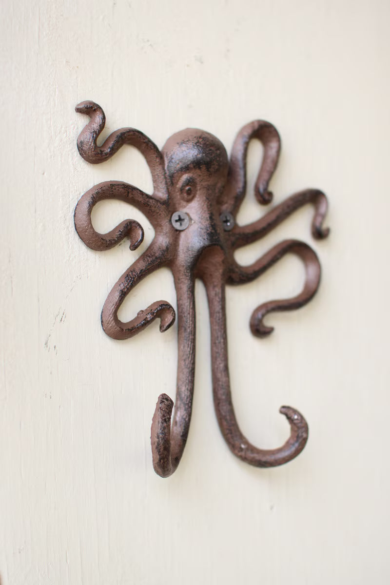 CAST IRON OCTOPUS WALL HOOK - SET OF 4