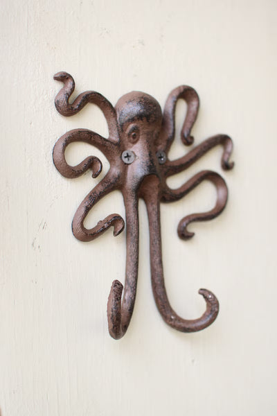 CAST IRON OCTOPUS WALL HOOK - SET OF 4