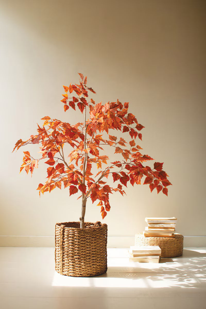 ARTIFICIAL AUTUMN BIRCH TREE IN A BLACK POT