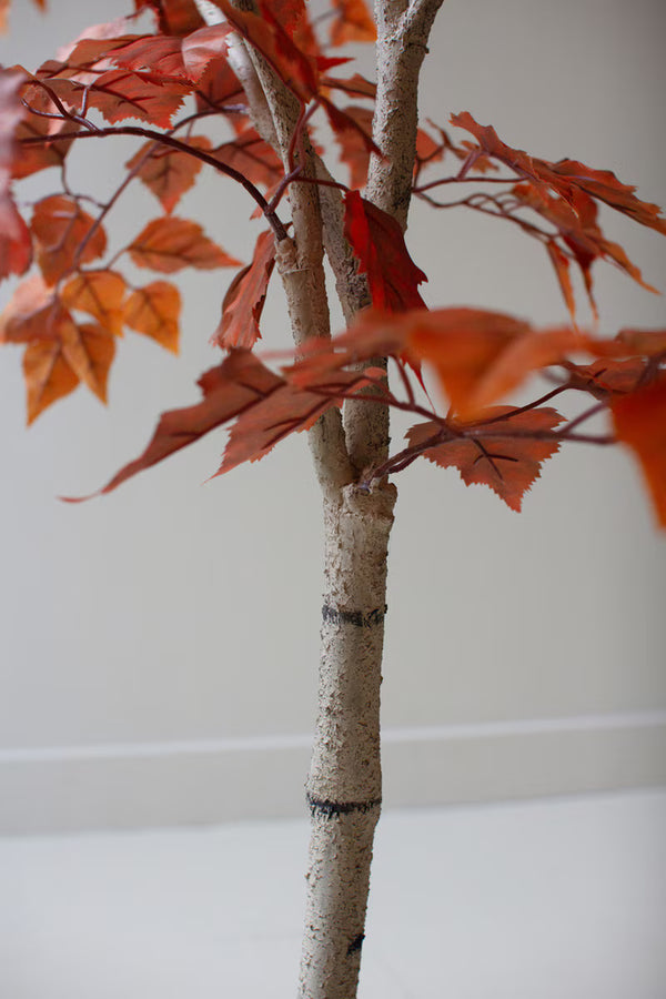 ARTIFICIAL AUTUMN BIRCH TREE IN A BLACK POT