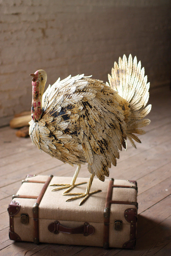 Antique White Painted Metal Turkey Kalalou