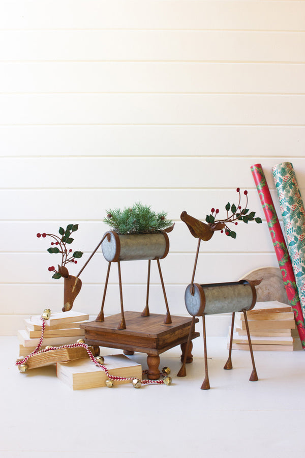 Painted Metal Reindeer Planters - Set of 2 - Gifts for You 'n Me