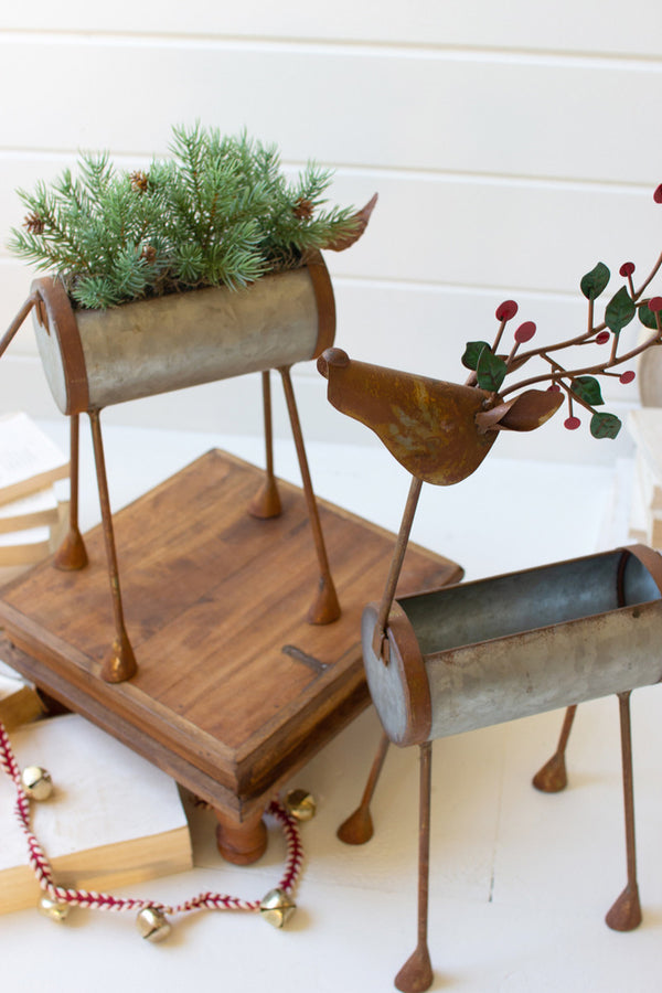 Painted Metal Reindeer Planters - Set of 2 - Gifts for You 'n Me