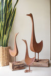 SET OF THREE RUSTIC METAL GEESE