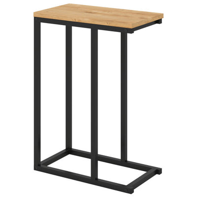 C-Shaped End Table Small Side Table with Sturdy Metal Frame-Natural