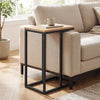 C-Shaped End Table Small Side Table with Sturdy Metal Frame-Natural