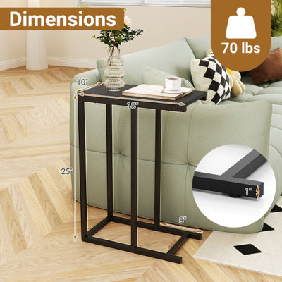 C-shaped End Table Slide Under Couch TV Tray for Coffee Laptop Tablet