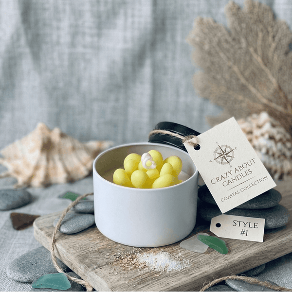 Yellow Pebble Succulent Candle