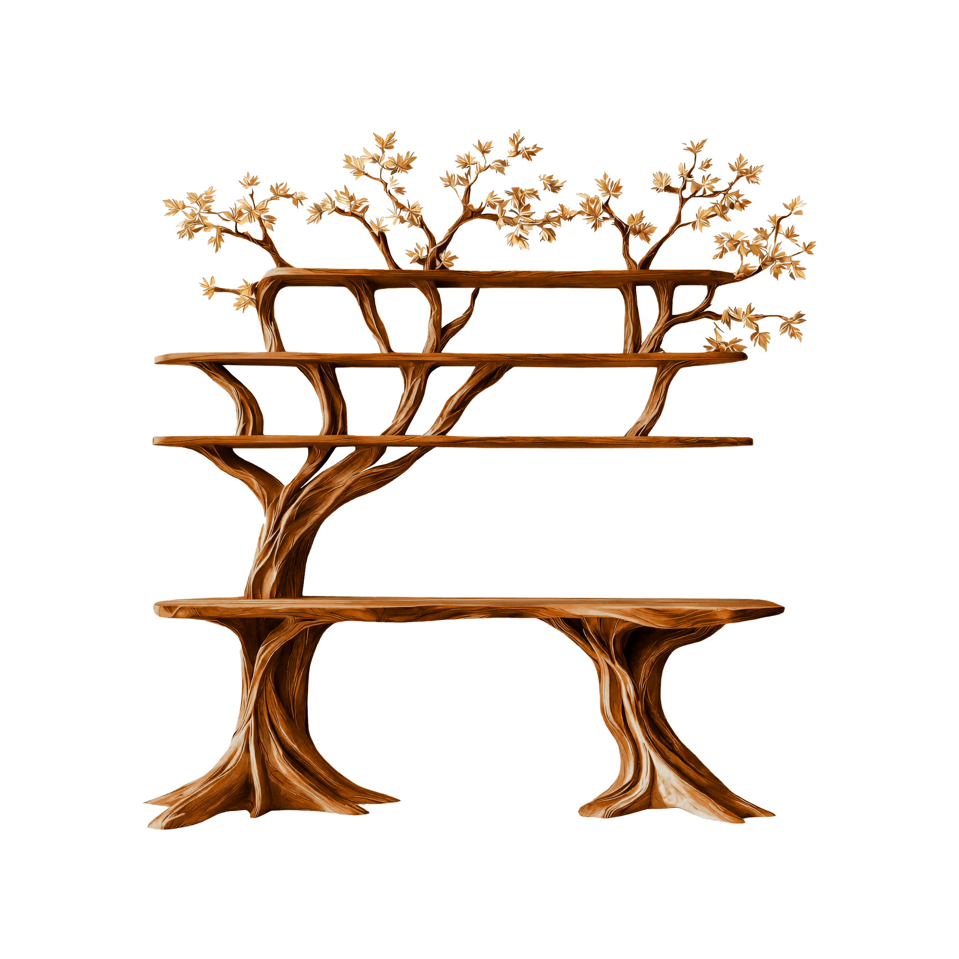 Caelvorn Live Edge Solid Wood Console Table with Shelves
