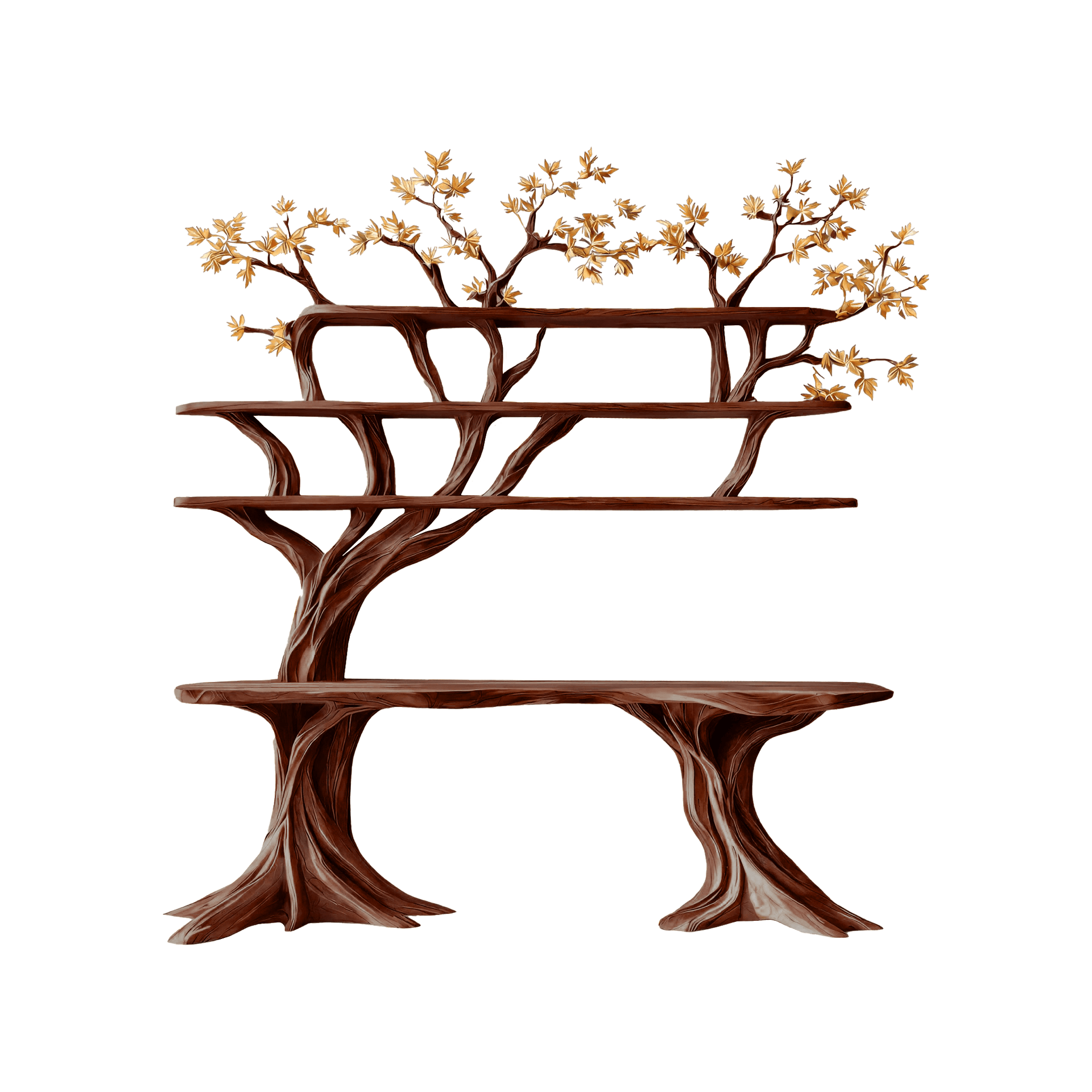 Caelvorn Live Edge Solid Wood Console Table with Shelves