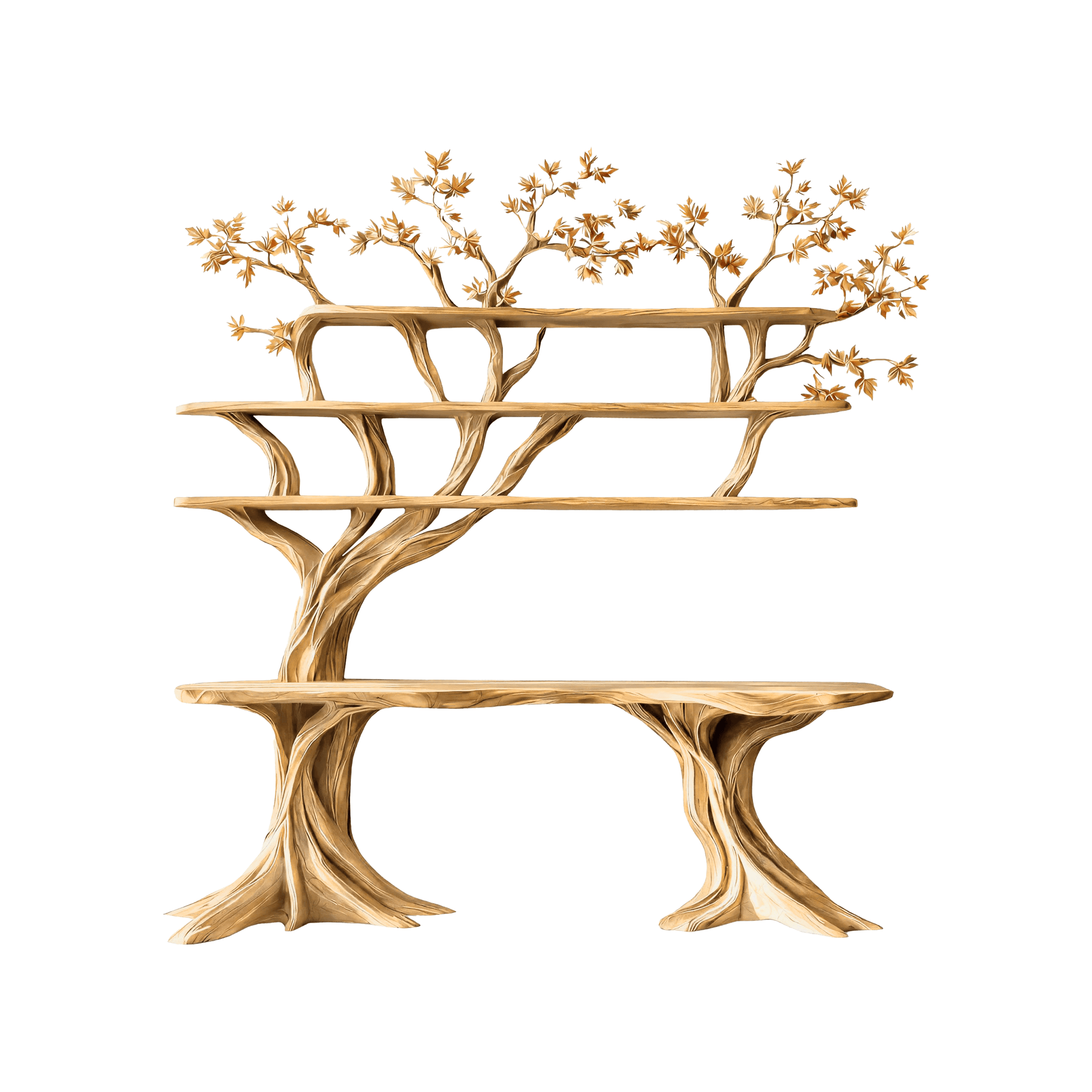 Caelvorn Live Edge Solid Wood Console Table with Shelves