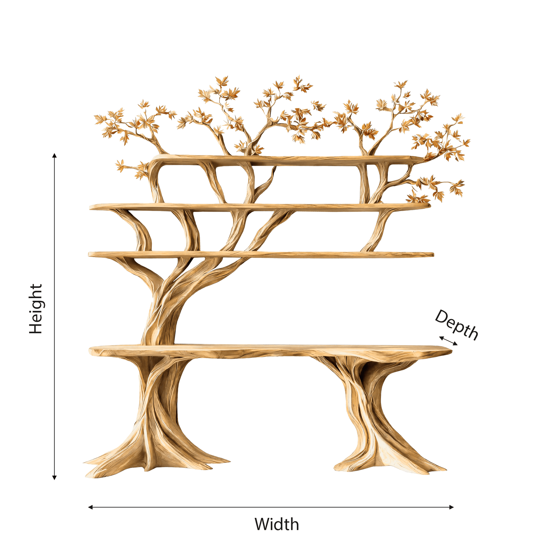 Caelvorn Live Edge Solid Wood Console Table with Shelves