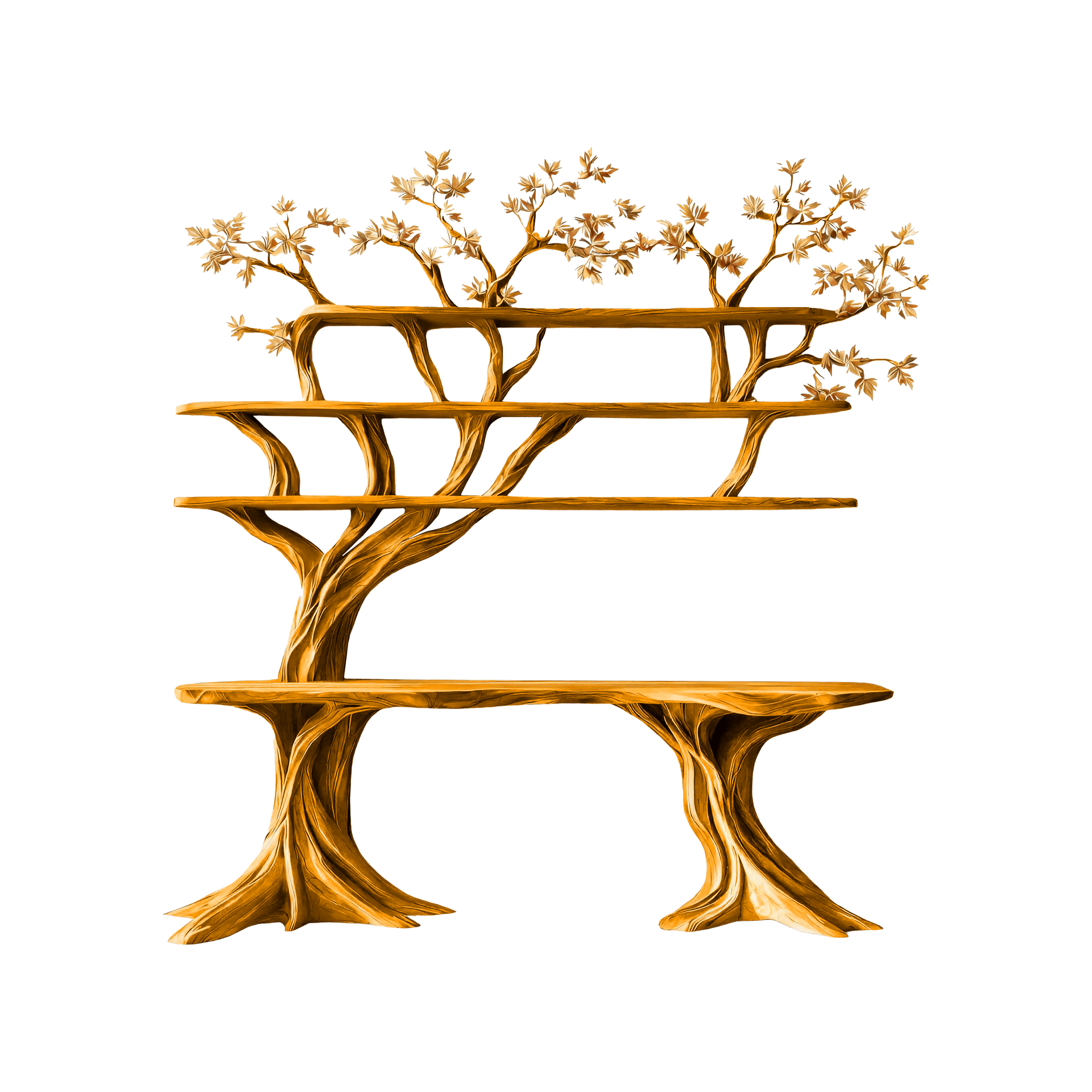 Caelvorn Live Edge Solid Wood Console Table with Shelves