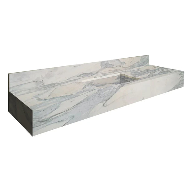 Calacatta Olivia Marble Sink Wall-mount Bathroom Sink with 8