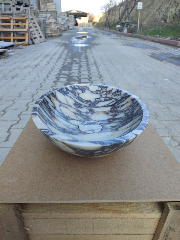 Calacatta Viola Marble Oval Shape Above Vanity Bathroom Sink (W)14