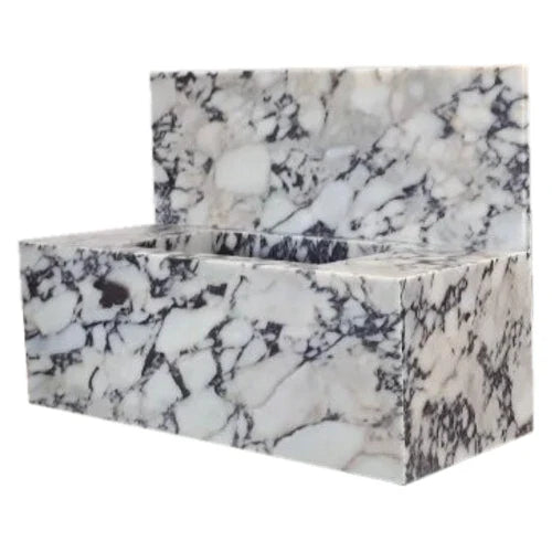 Calacatta Viola Marble Rectangular Wall-mount Bathroom Sink with 10