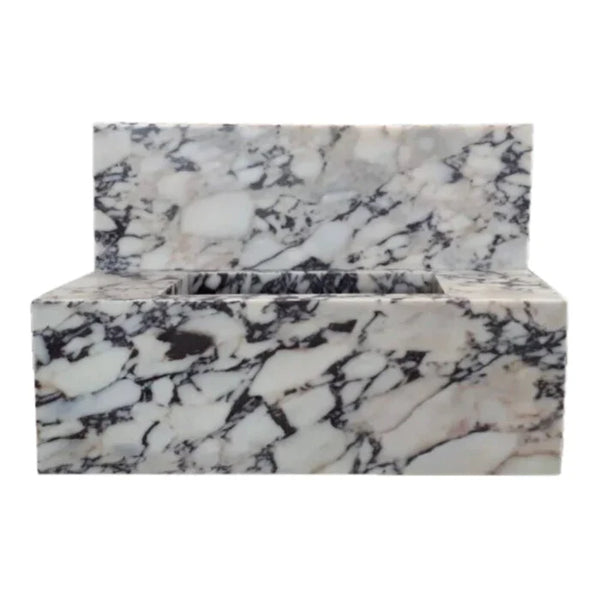 Calacatta Viola Marble Rectangular Wall-mount Bathroom Sink with 10