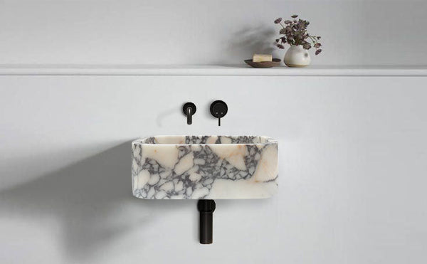 Calacatta Viola Marble Wall-mounted Natural Stone Rectangular Sink (W)12