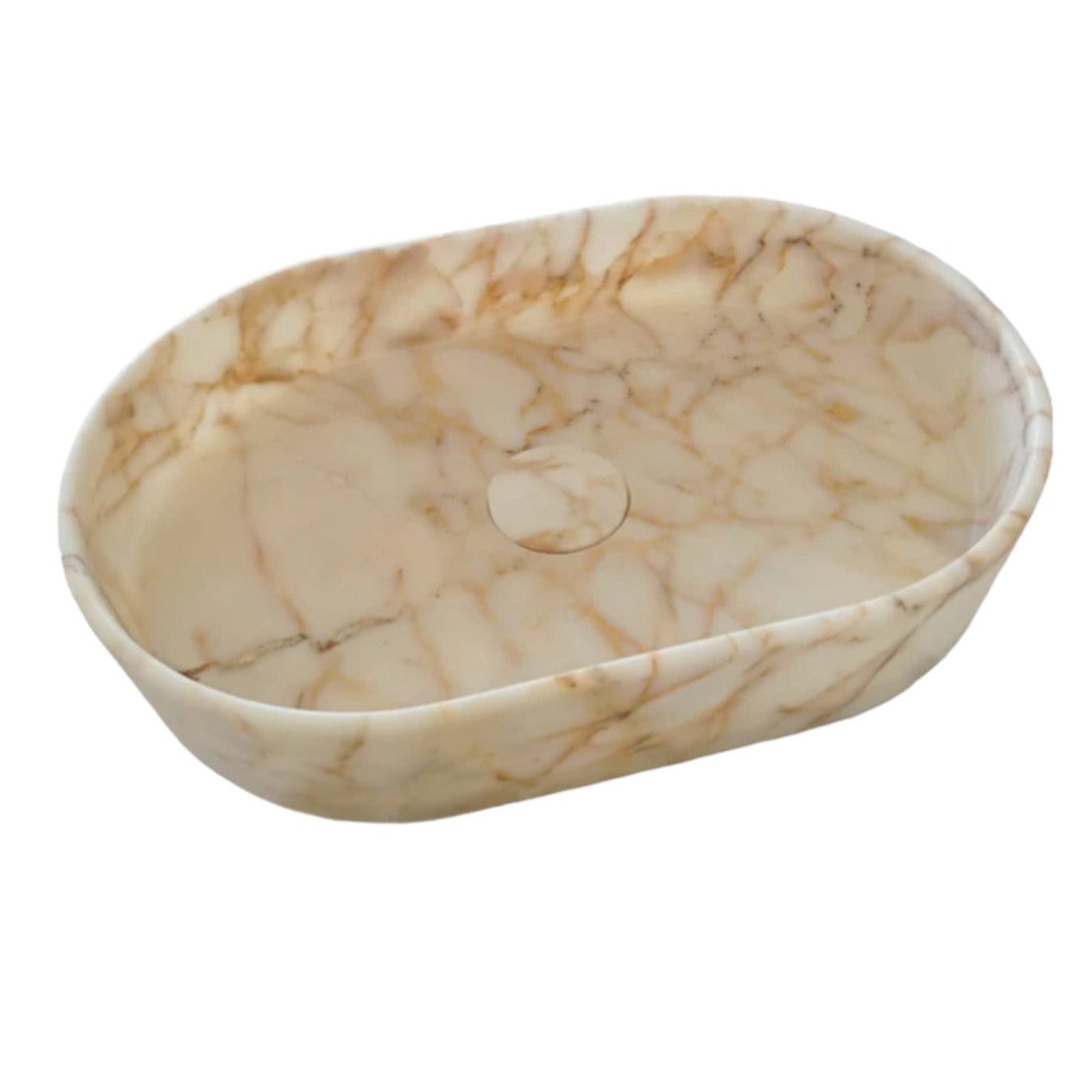 Calacatta Gold Marble Above-Vanity Oval Curved Sink Polished (W)16