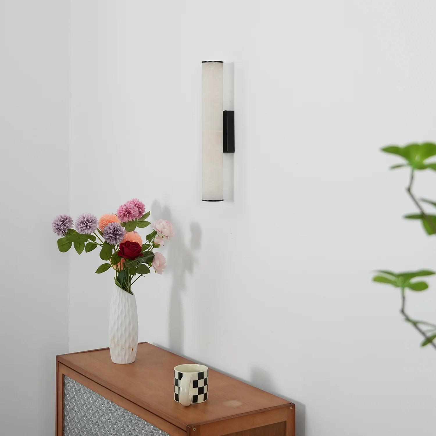 Cylindrical Callisto Alabaster Wall Lamp