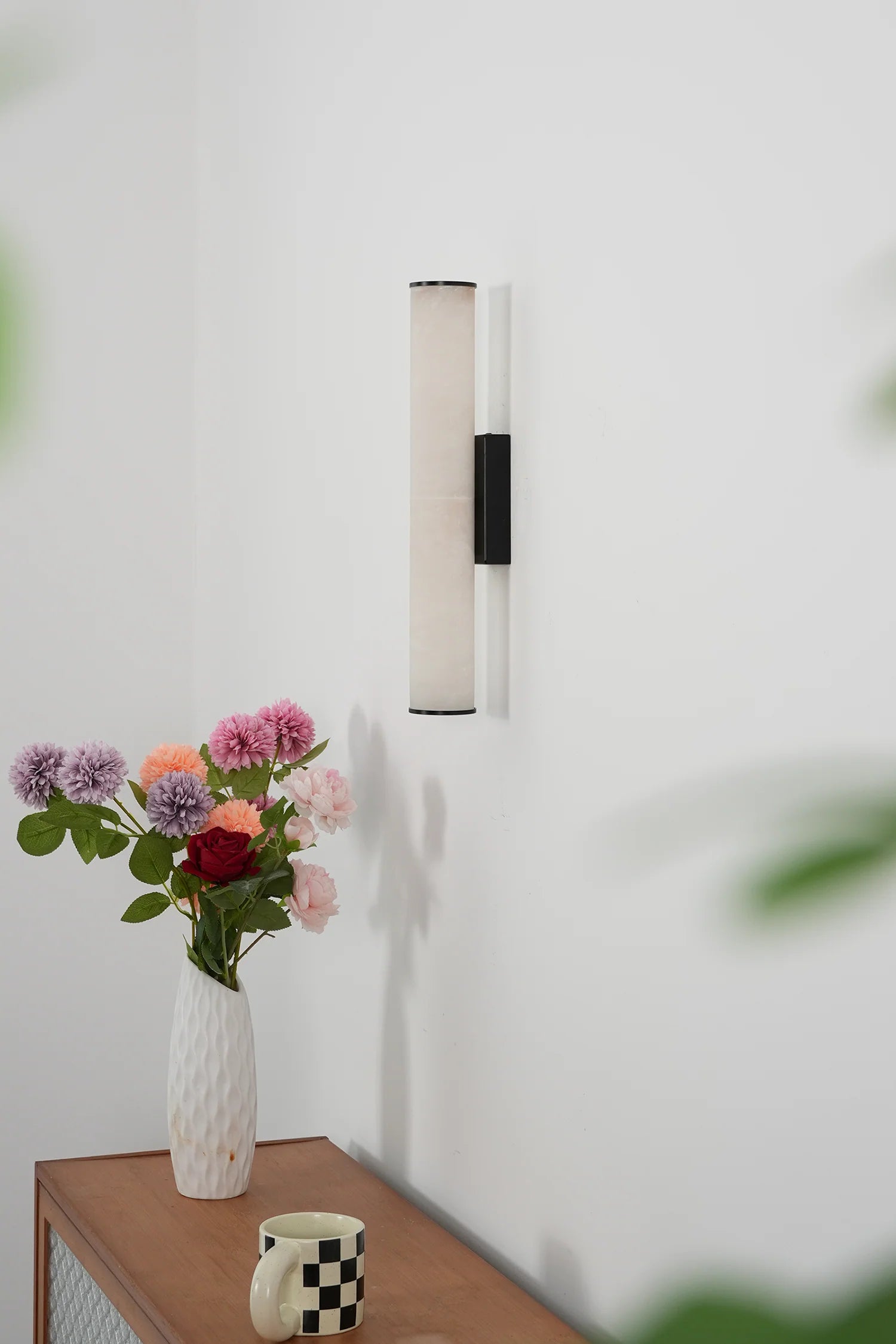 Cylindrical Callisto Alabaster Wall Lamp