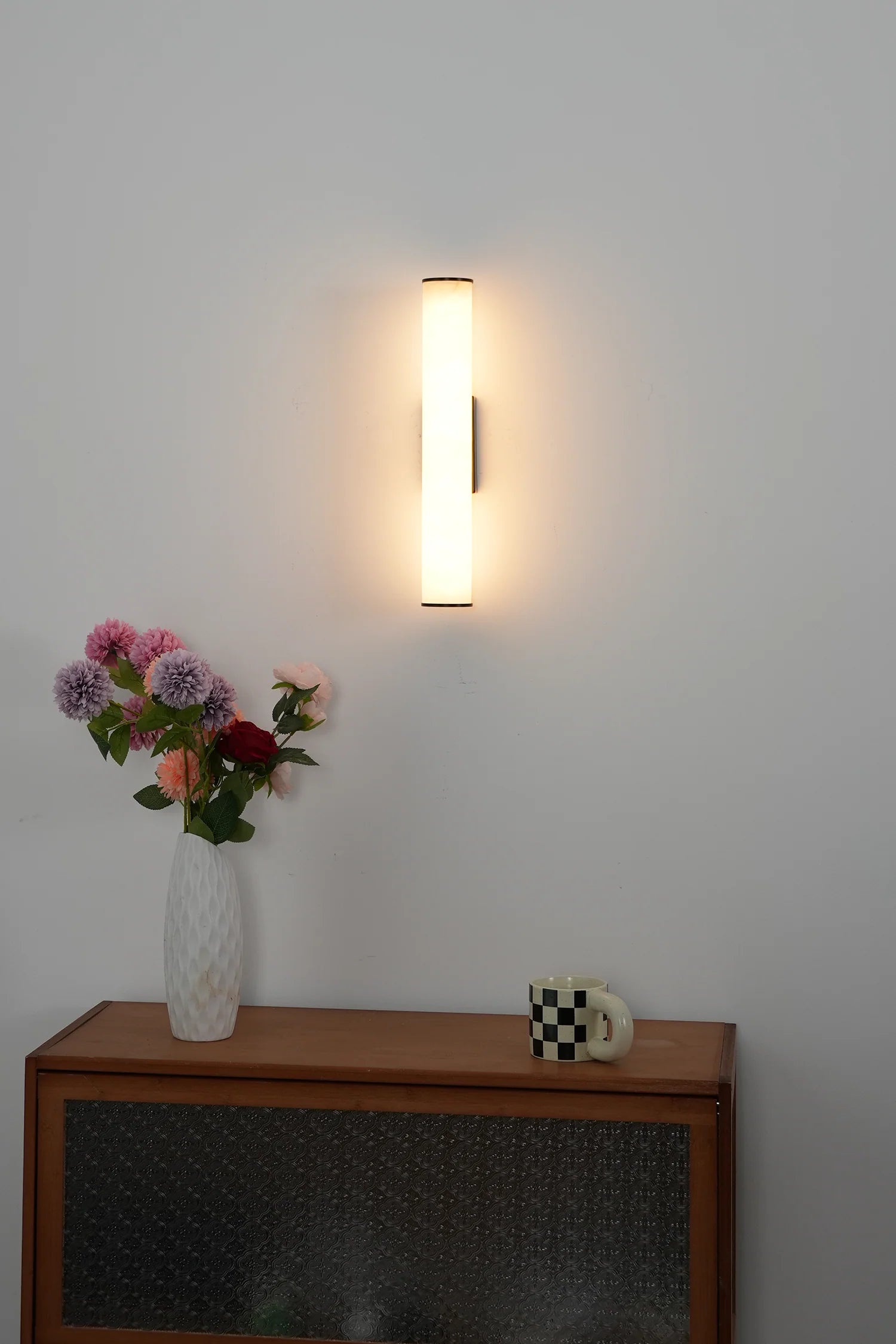 Cylindrical Callisto Alabaster Wall Lamp
