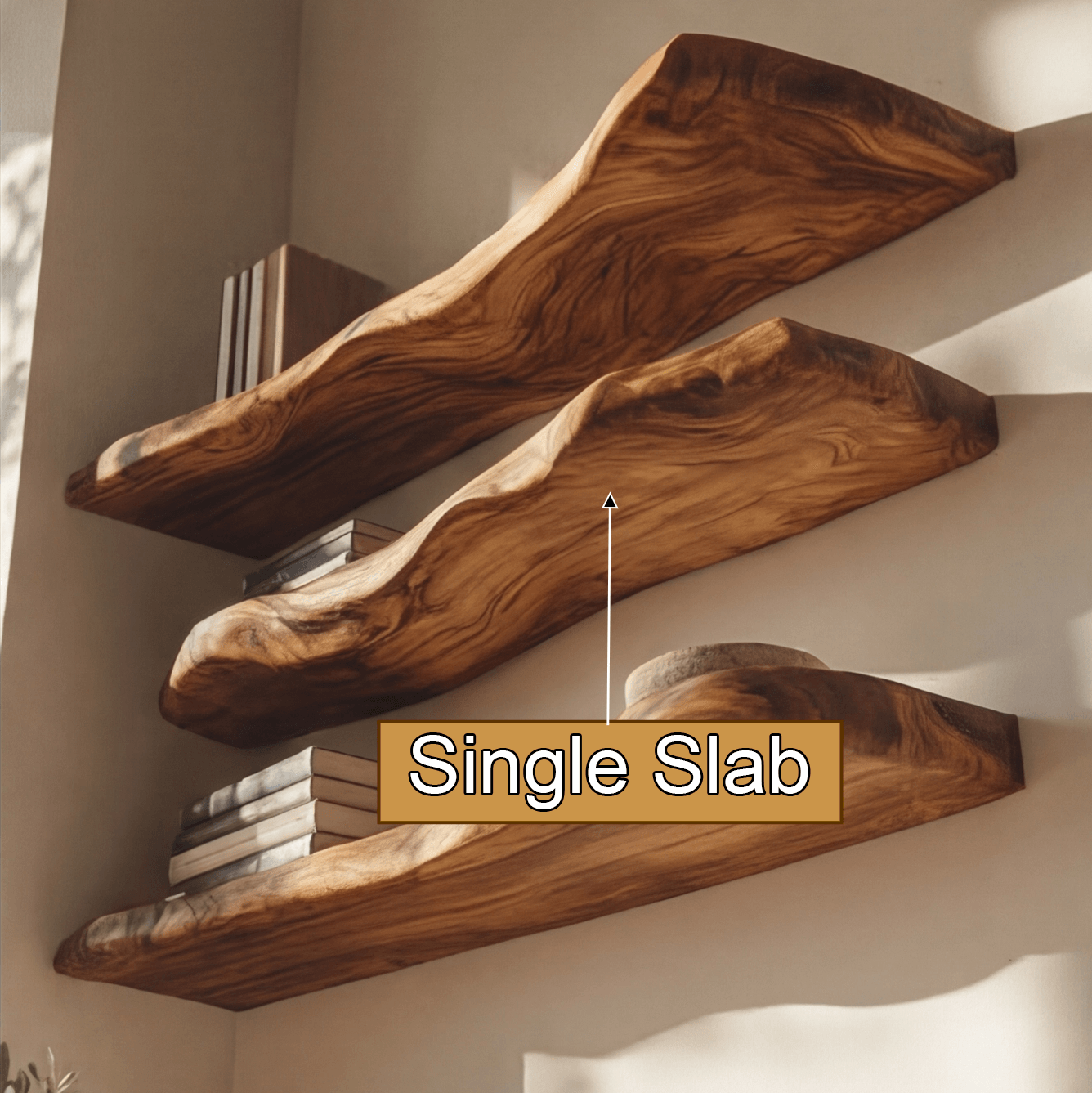 Calvora Live Edge Solid Wood Floating Shelf SPA294832