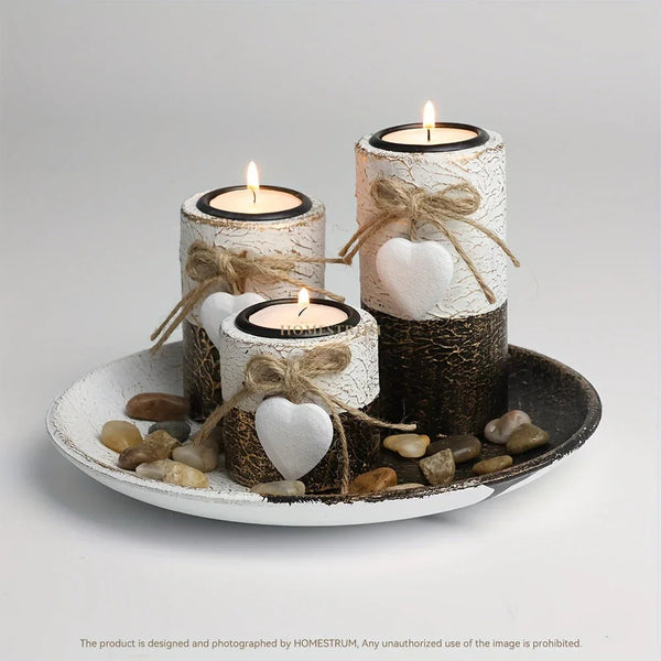 Candle Holder - Decorative Wooden Set